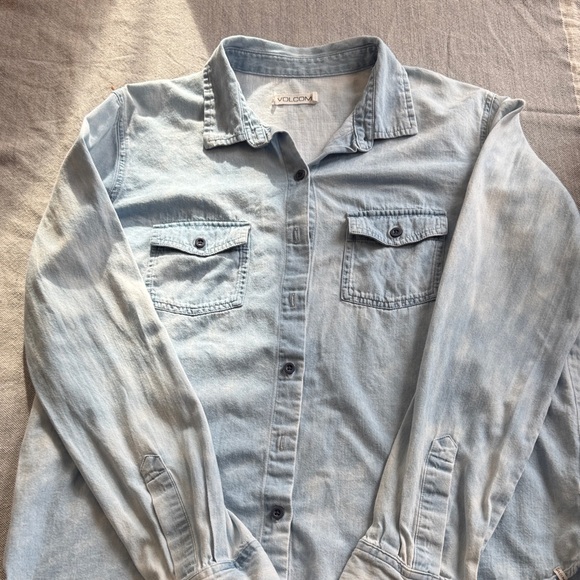 Volcom Tops - Volcom Women’s Light Blue Casual Button Down Shirt